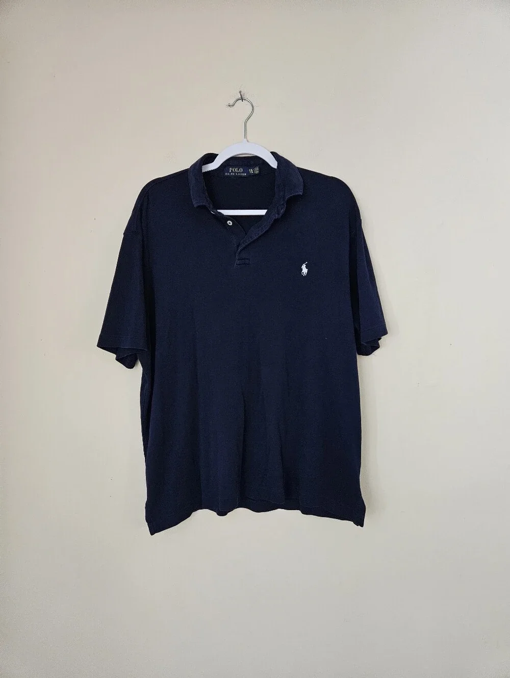 Ralph Lauren Navy Polo Shirt with White Pony Logo, Size XXL